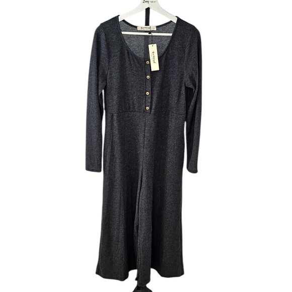 Three Bird Nest Womens Simply Comfort Jumpsuit, Boho, Wide Leg, Grey, Small - Picture 1 of 11